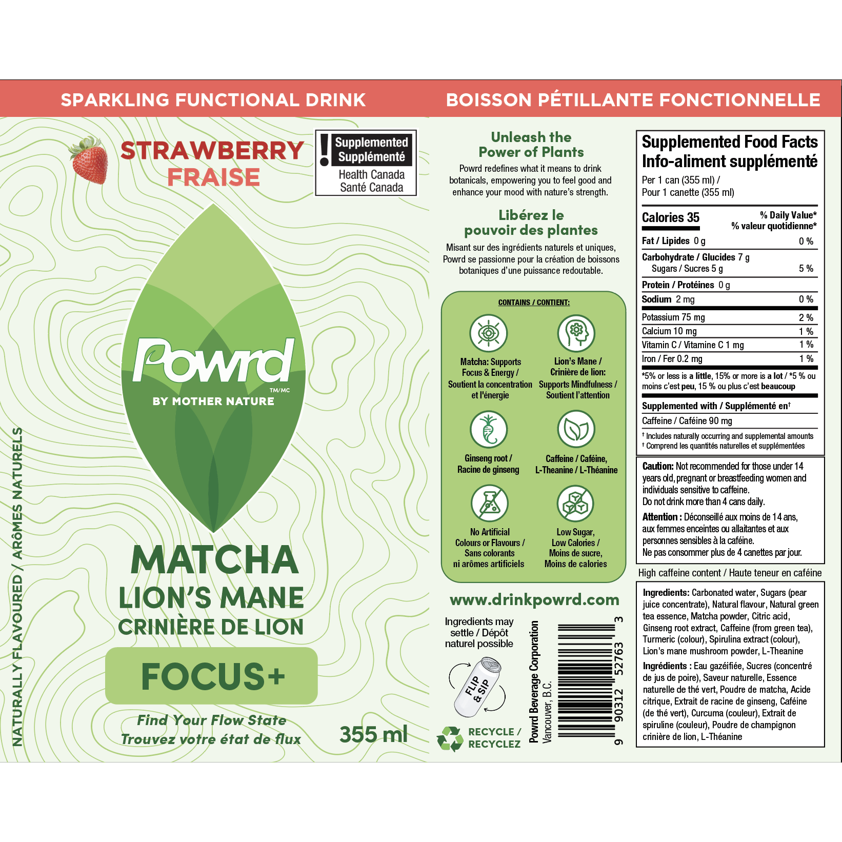 Matcha Lion's Mane  Strawberry Label 