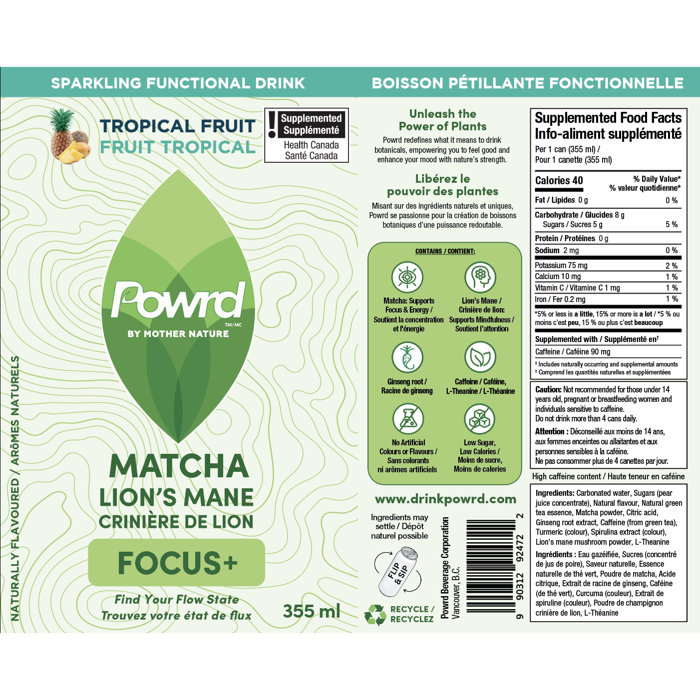 Matcha Lion's Mane  Tropical Label 