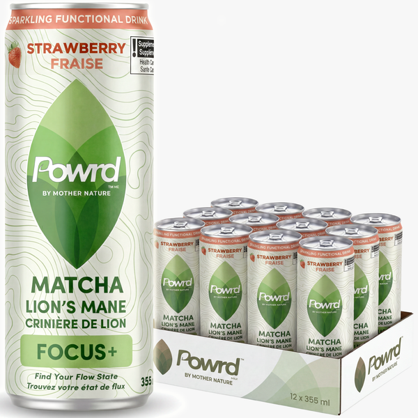 POWRD FOCUS+ (Strawberry) – Matcha & Lion’s Mane Sparkling Functional Drink