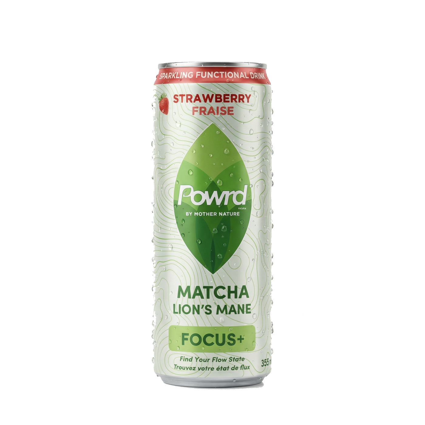 POWRD FOCUS+ (Strawberry) – Matcha & Lion’s Mane Sparkling Functional Drink
