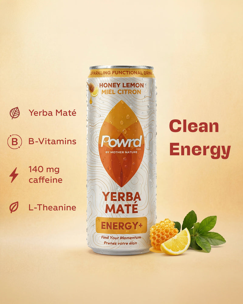 POWRD ENERGY+ (Honey Lemon) – Yerba Maté Sparkling Functional Drink